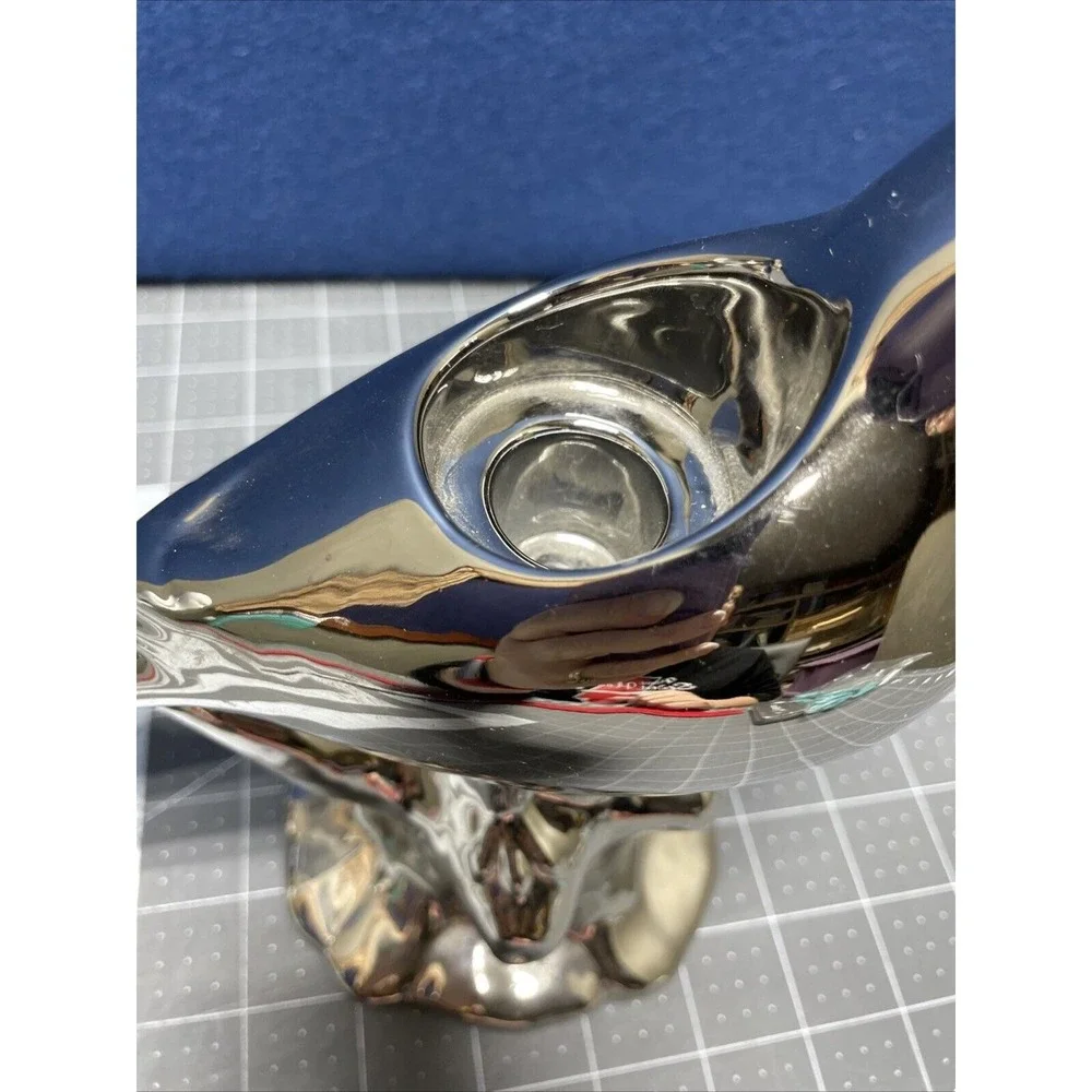 Bird Pair Ceramic Chrome Silver Mirror Finish Figurine Home Decor Style Lot Of 2